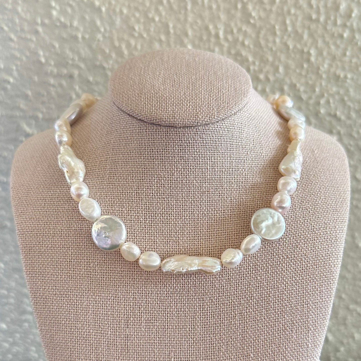 pearl lover necklace- all white (gold fill)