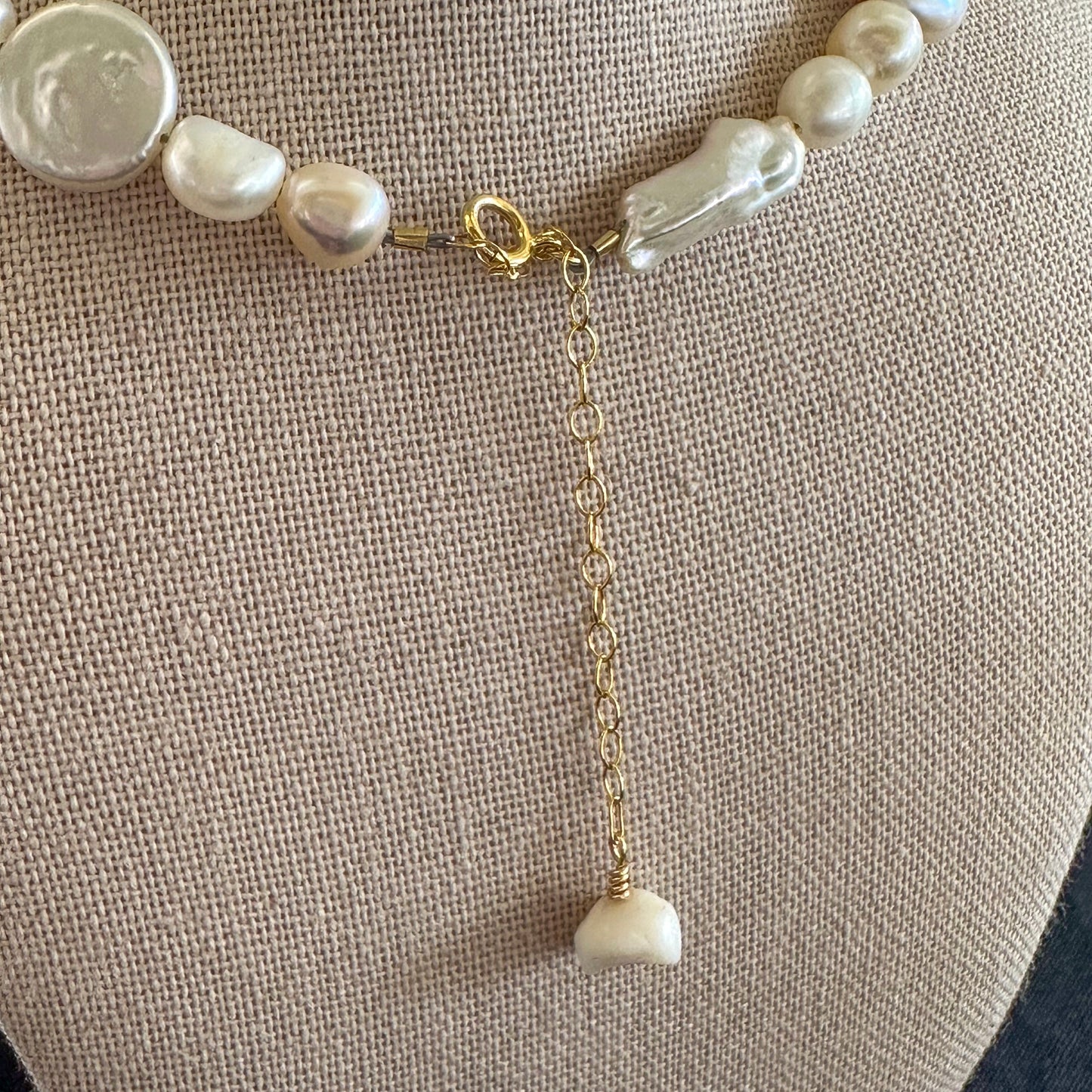 pearl lover necklace- all white (gold fill)