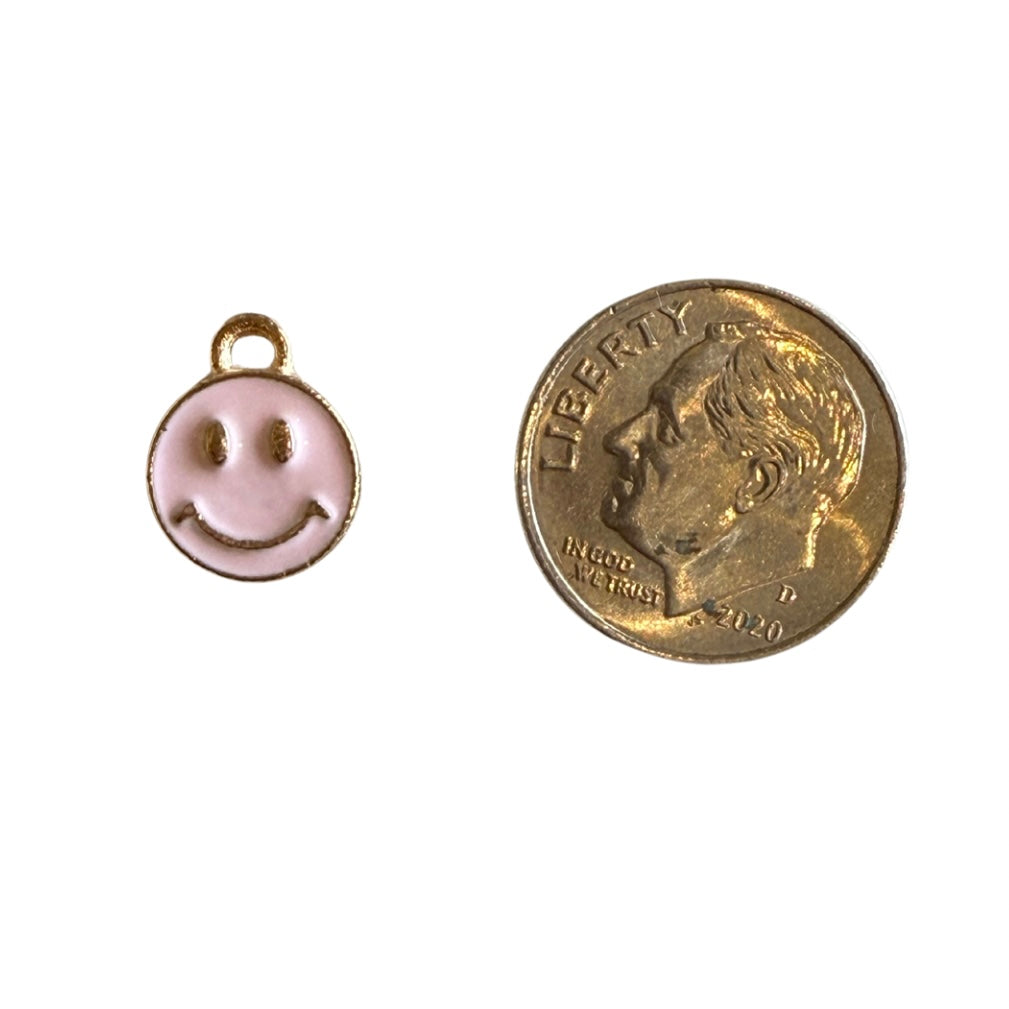pink enamel smiley face charm