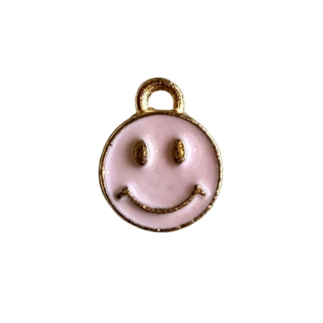 pink enamel smiley face charm