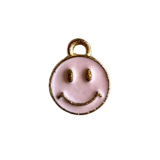 Pink enamel smiley face charm