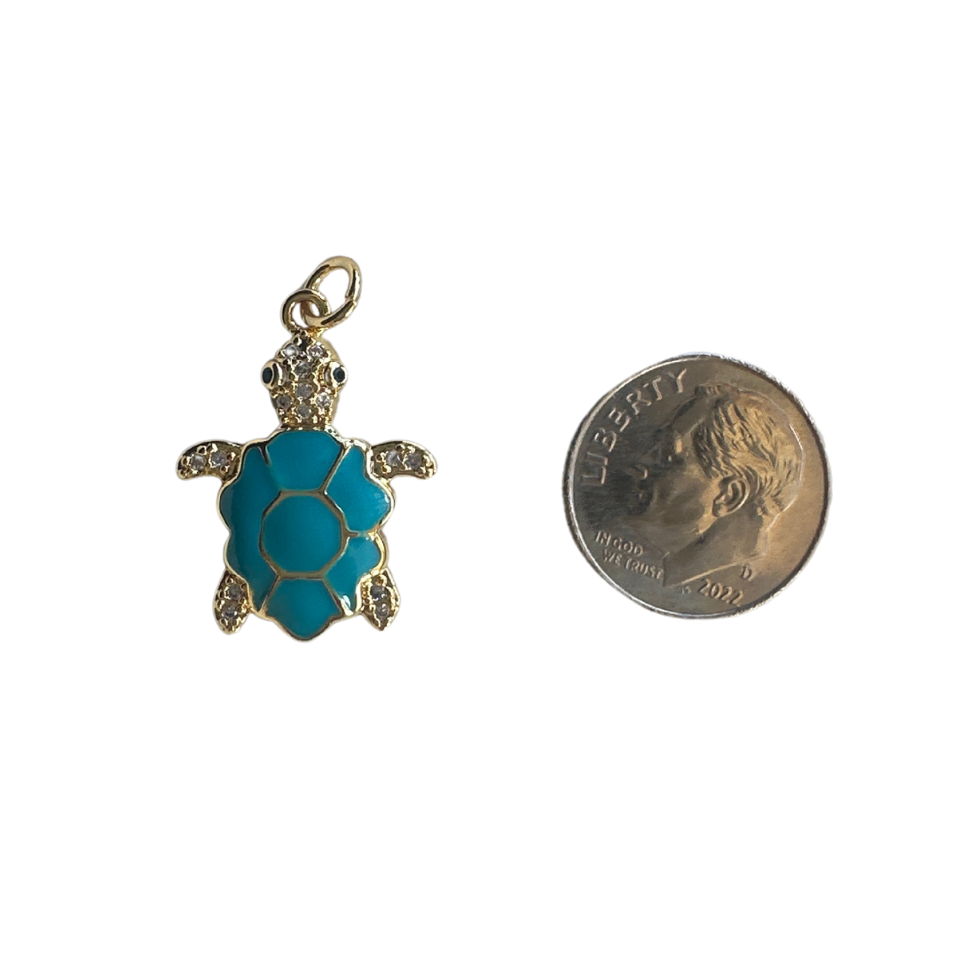 turtle charm with rhinestones & enamel