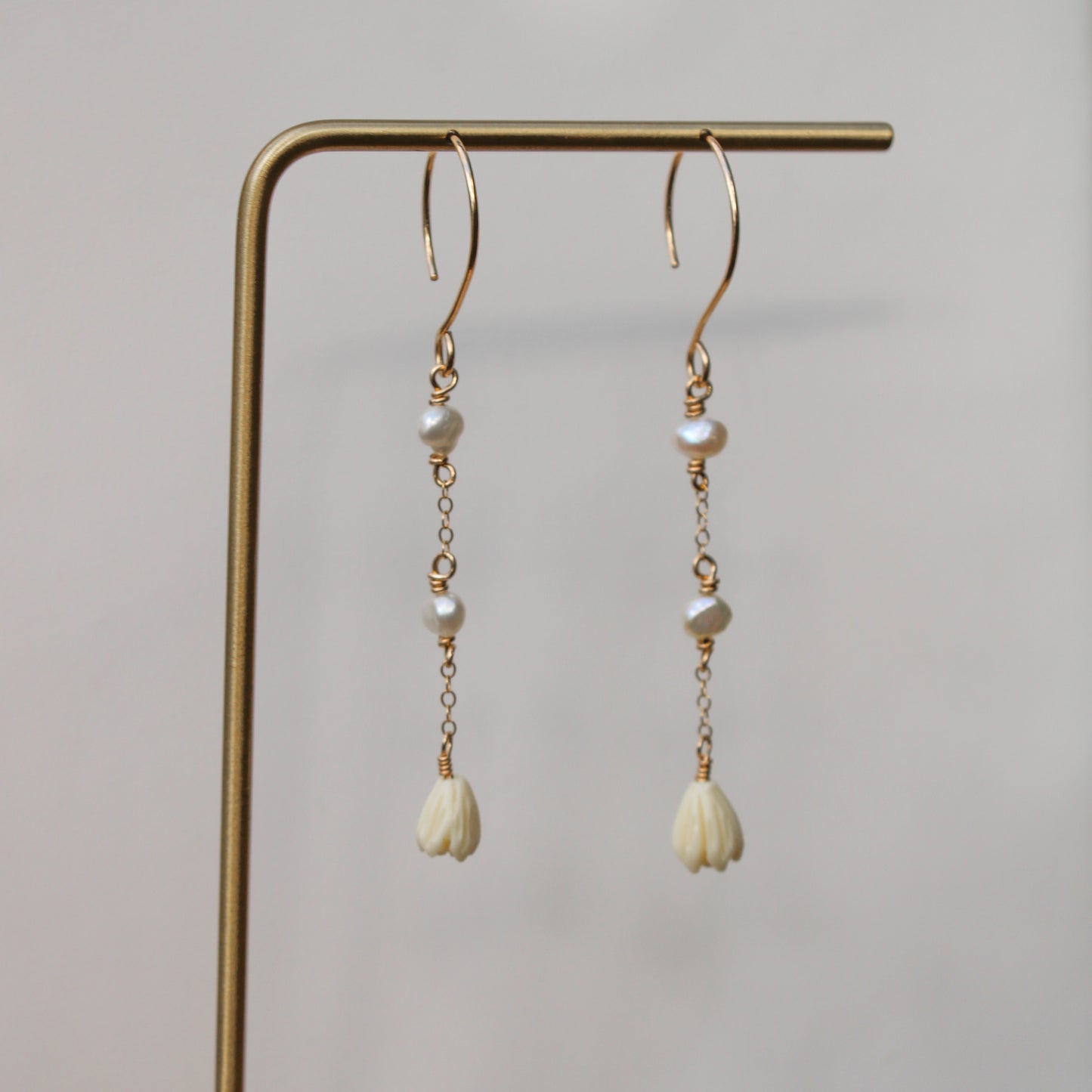 pikake & pearl danglies (gold fill)