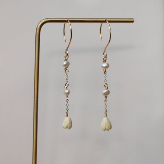 Pikake & Pearl Danglies (Gold Fill)