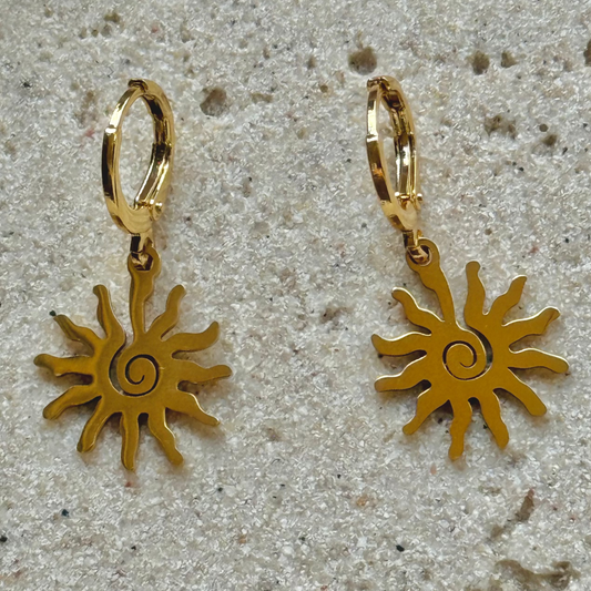 Gold Plated Sun Earrings