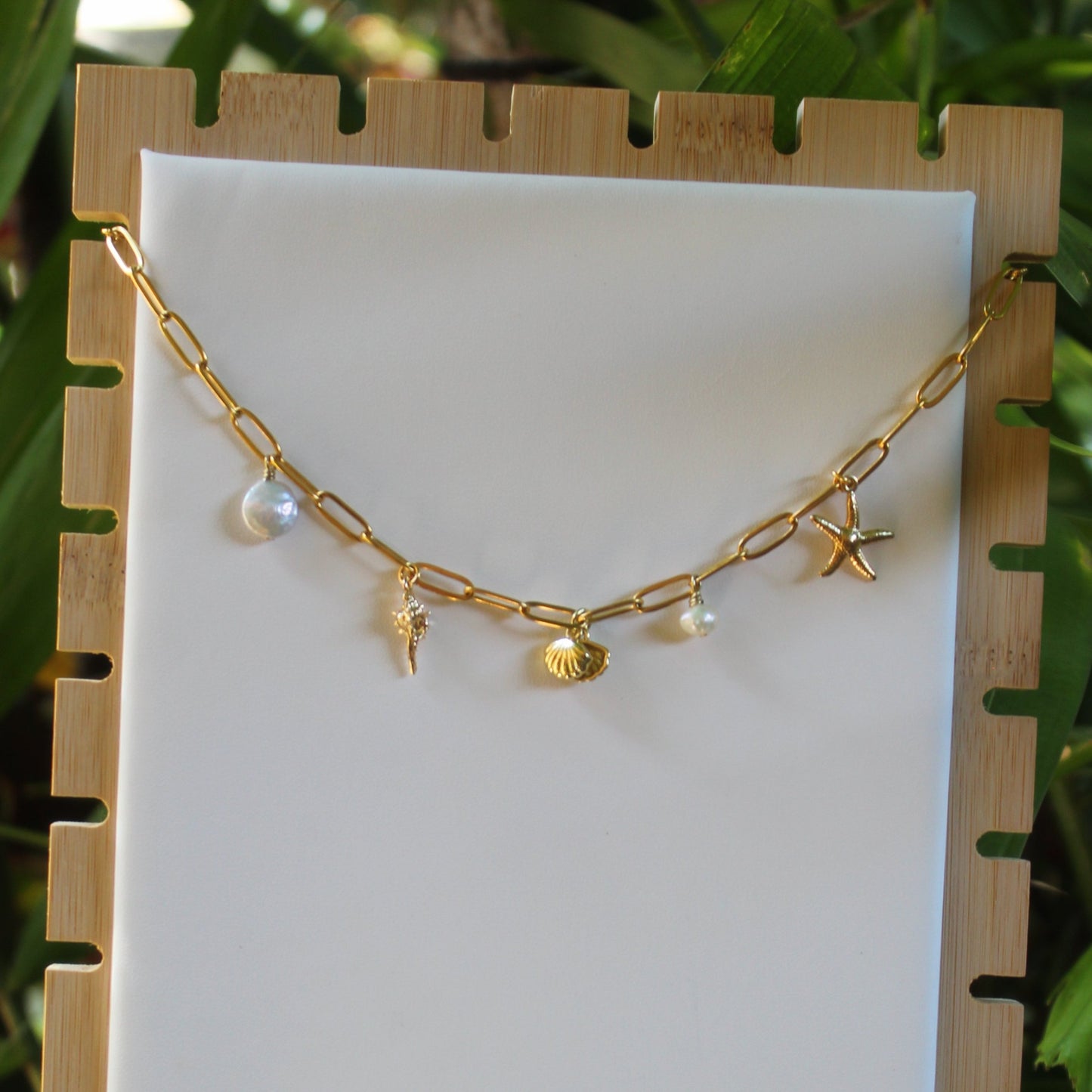 gold plated shoreline charm necklace