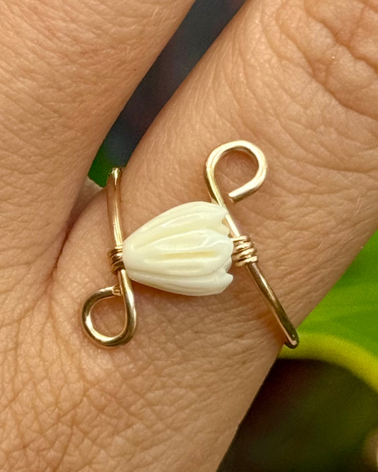 Gold Filled Pikake Swirl Ring