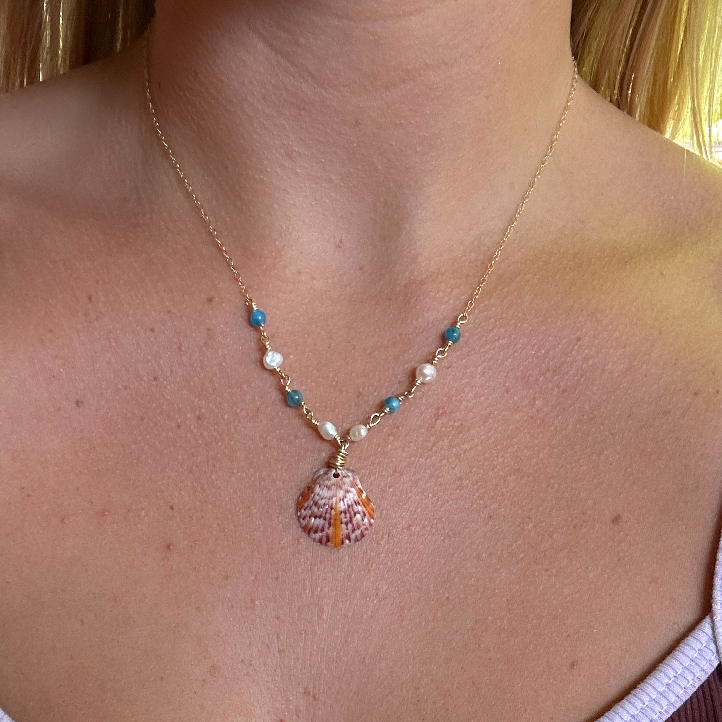 scallop shell mermaid necklace