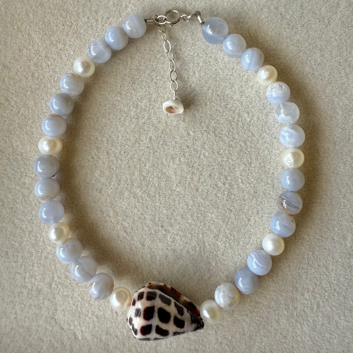 blue lace agate hebrew cone bracelet