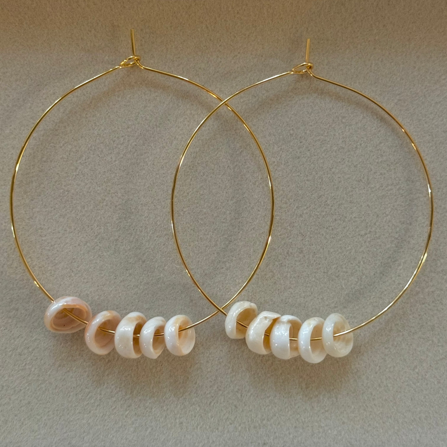 gold filled puka shell hoops