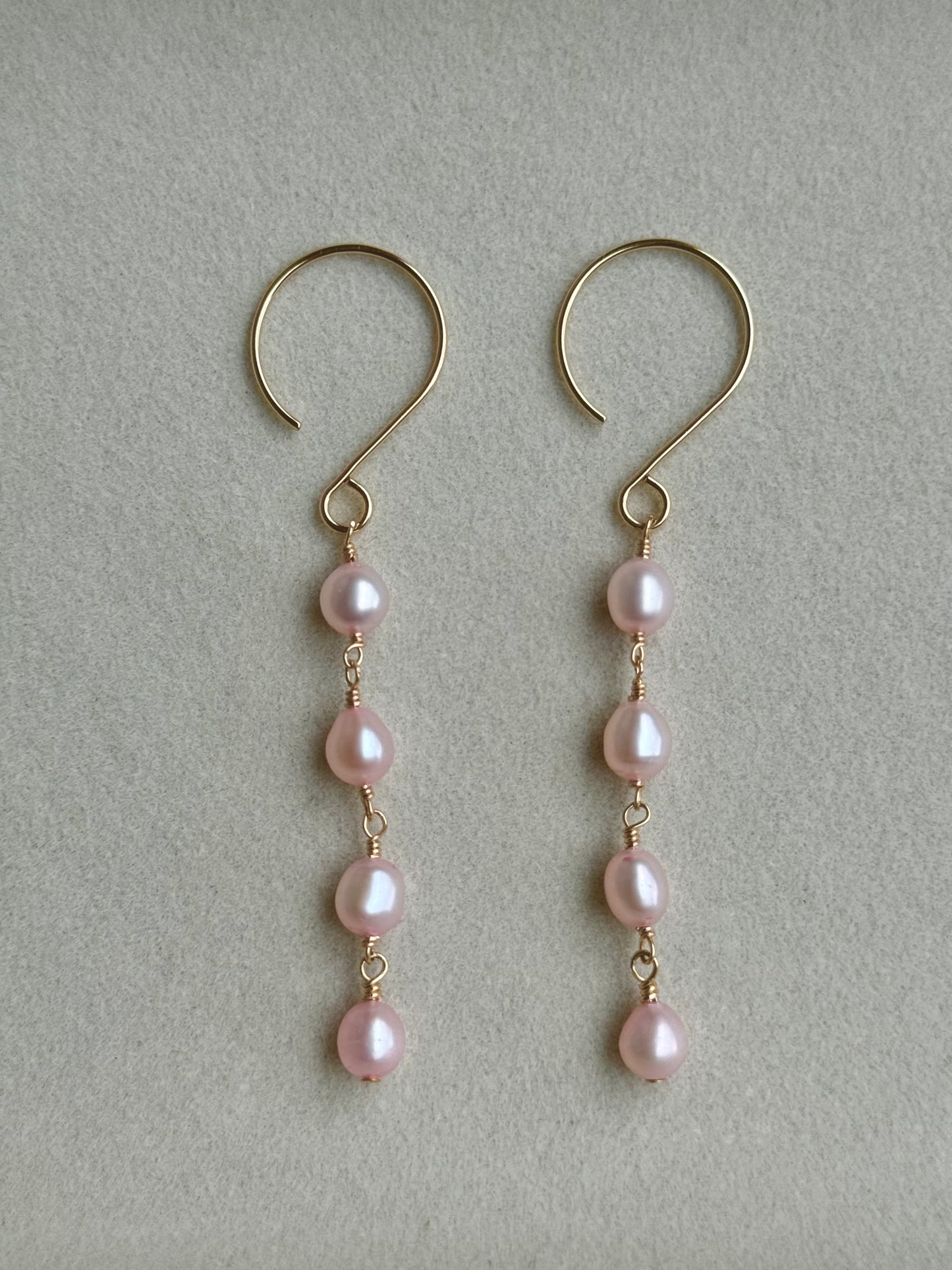 gold fill pink pearl danglies