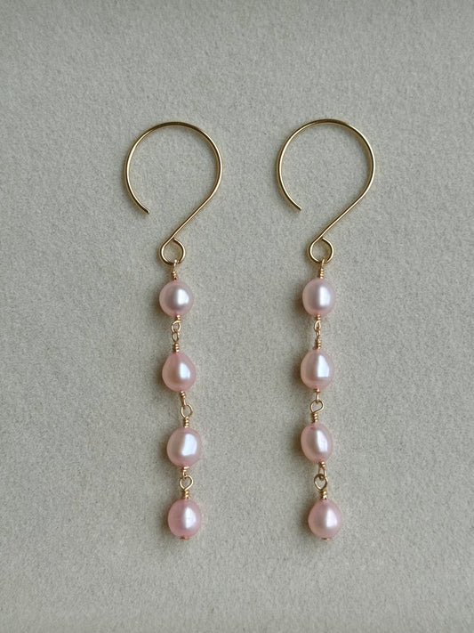 Gold Fill Pink Pearl Danglies