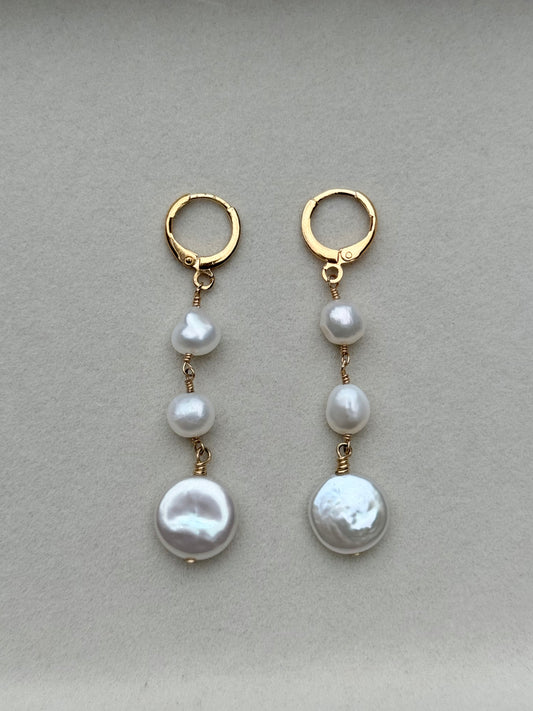 Essential Gold Fill White Pearl Danglies
