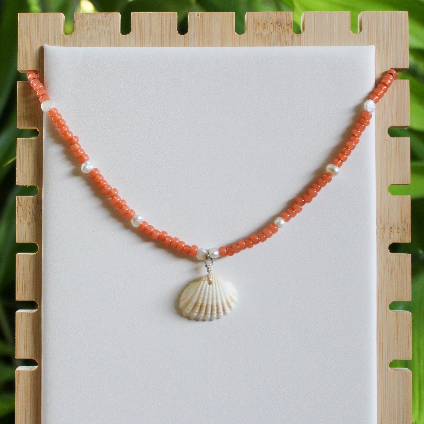 scallop shell beaded necklace