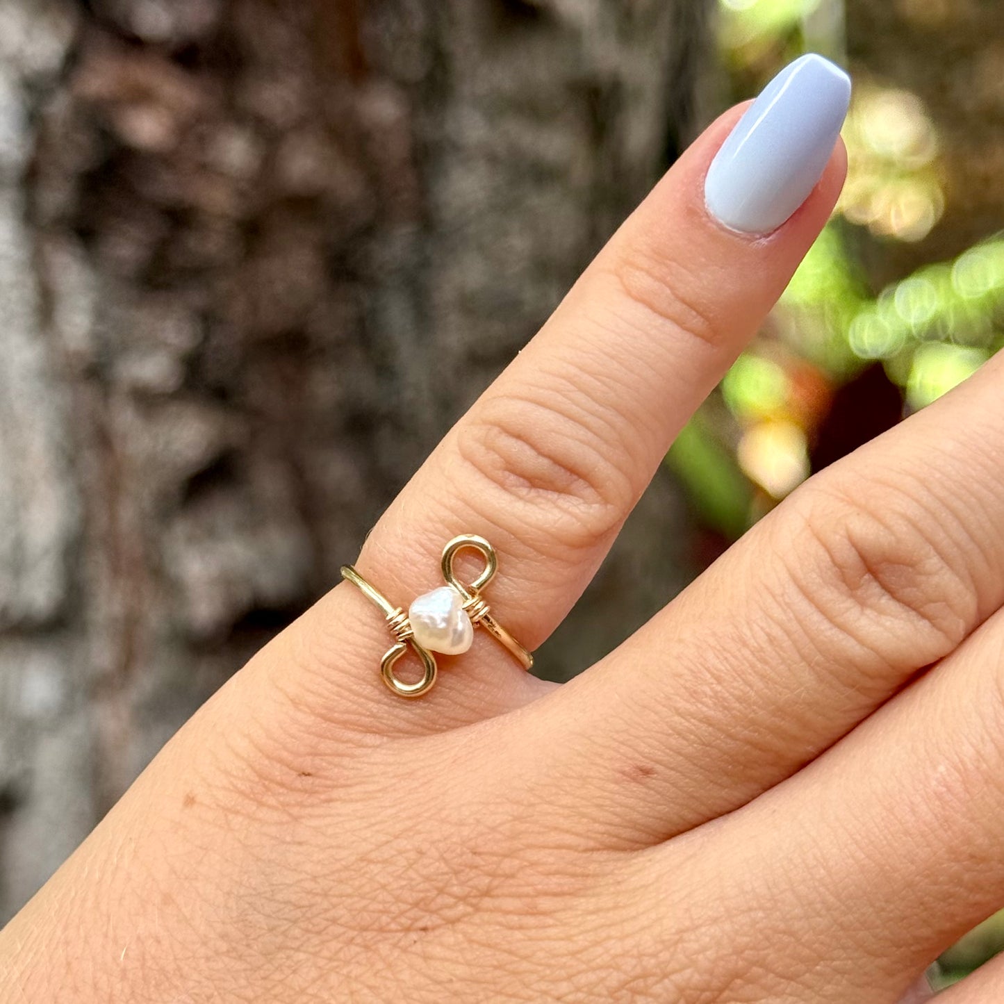 gold filled keshi pearl swirl ring